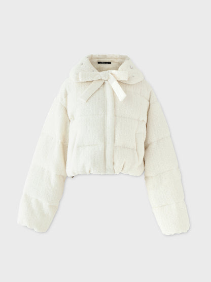 Ribbon tweed short down jacket (eme10458)