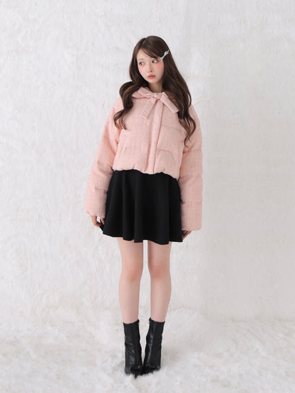 Ribbon tweed short down jacket (eme10458)