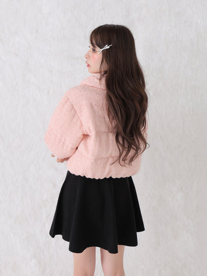 Ribbon tweed short down jacket (eme10458)