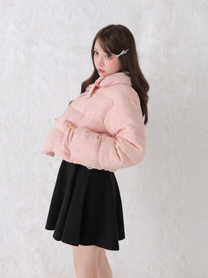 Ribbon tweed short down jacket (eme10458)