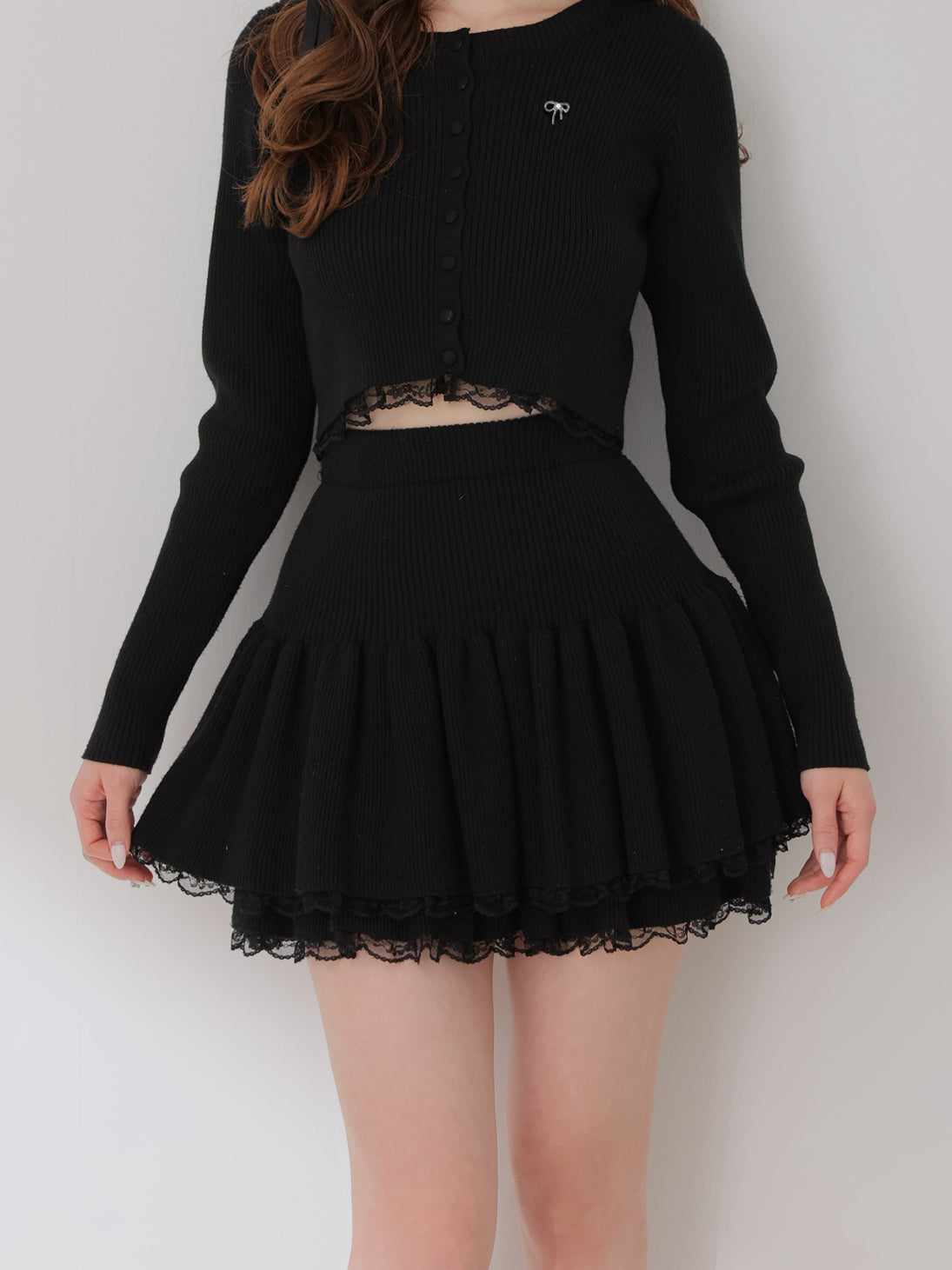 Rib knit mini skirt(eme10461)