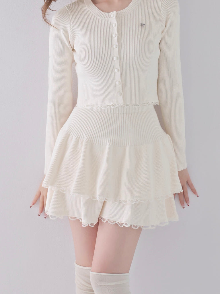 Rib knit mini skirt(eme10461)