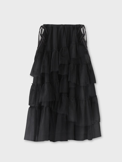 Side ribbon tulle long skirt(eme10468)