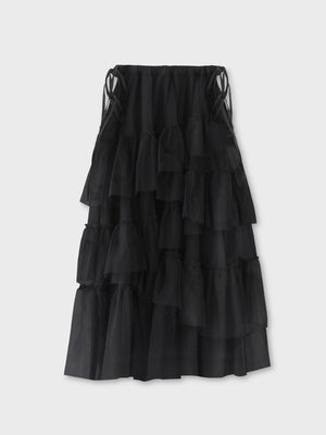 Side ribbon tulle long skirt(eme10468)