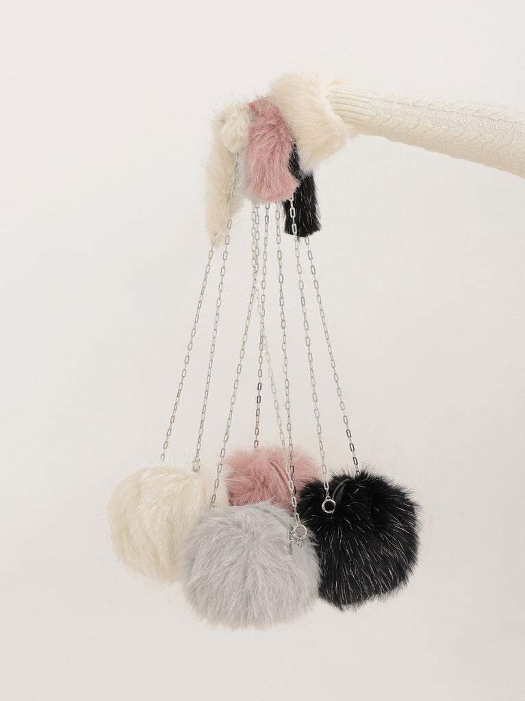 2way fake fur round bag(eme10472)