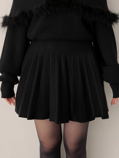 Fur bijou off shoulder mini onepiece(eme10483)