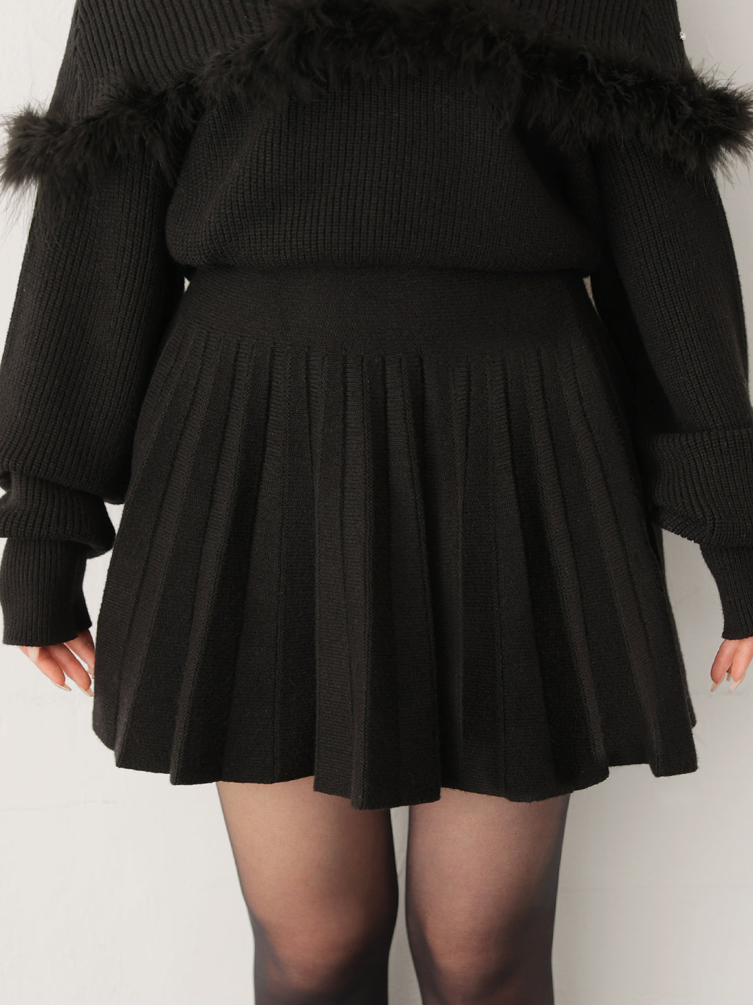 Fur bijou off shoulder mini onepiece(eme10483)