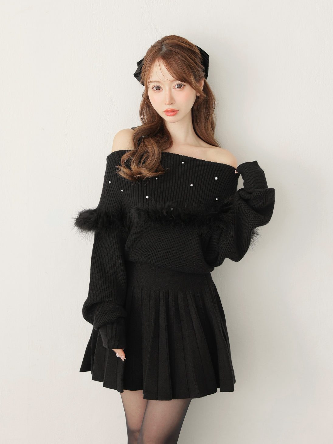 model：162cm　(size：F　color：Black)
