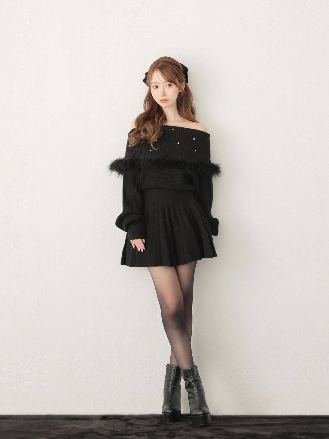 model：162cm　(size：F　color：Black)