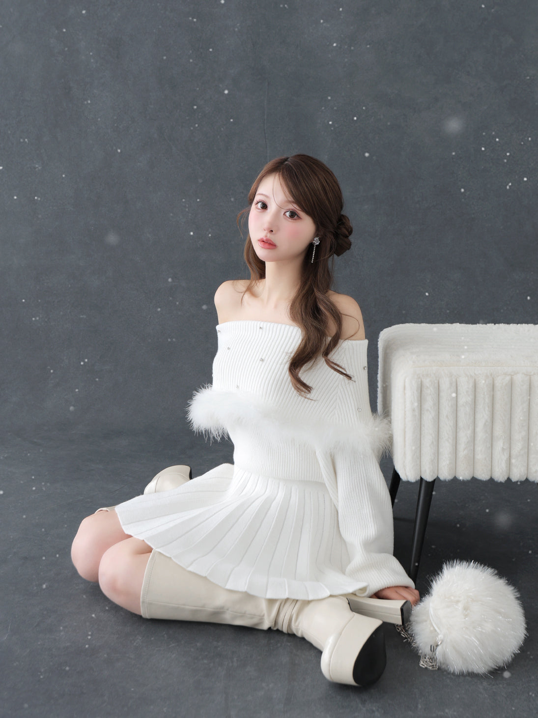 model：160cm　(size：F　color：White)