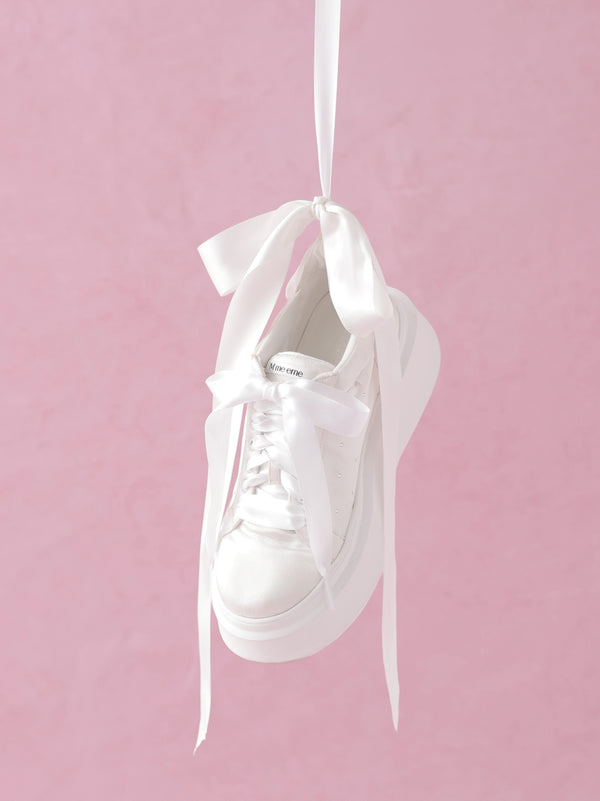 Ribbon Beaded Platform Sneakers (eme10485)
