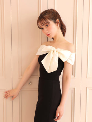 Ribbon docking off shoulder knit tops(eme10491)