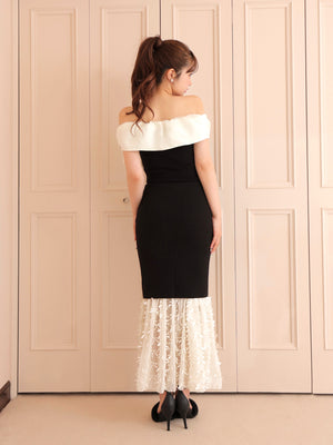 Ribbon docking off shoulder knit tops(eme10491)