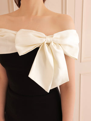 Ribbon docking off shoulder knit tops(eme10491)