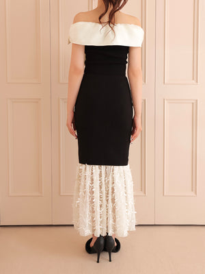 Ribbon docking off shoulder knit tops(eme10491)