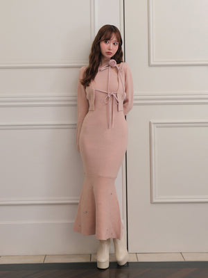 Rose brooch ensemble knit onepiece(eme10496)