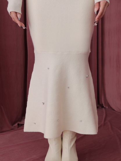 Rose brooch ensemble knit onepiece(eme10496)