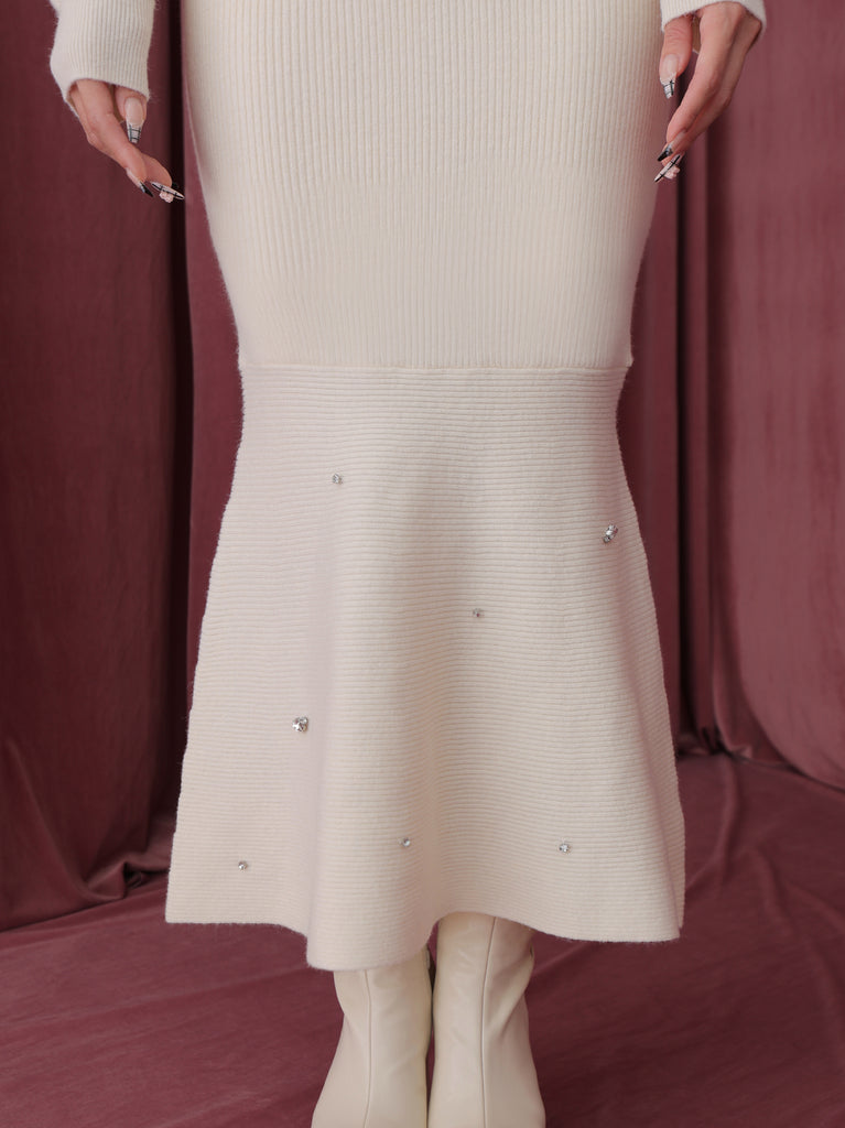 Rose brooch ensemble knit onepiece(eme10496)