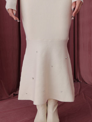 Rose brooch ensemble knit onepiece(eme10496)