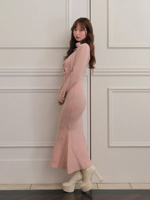 Rose brooch ensemble knit onepiece(eme10496)