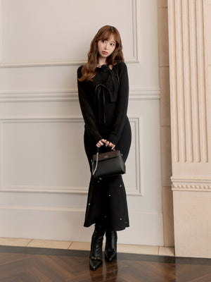 Rose brooch ensemble knit onepiece(eme10496)