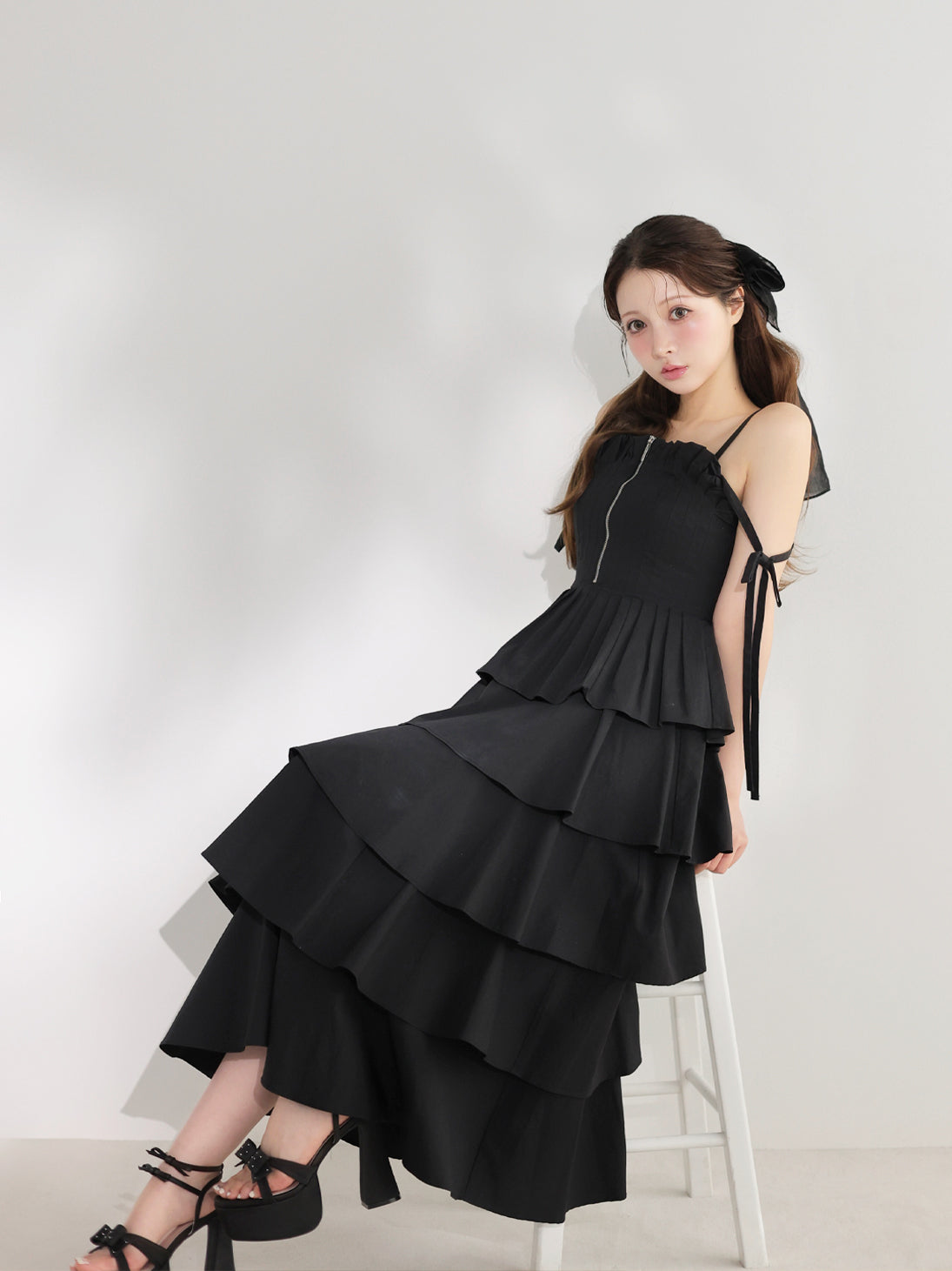 model：160cm　(size：F　color：Black)