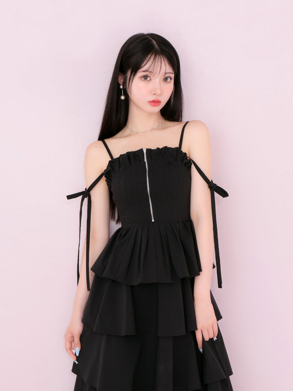 Side ribbon tiered onepiece(eme10497)