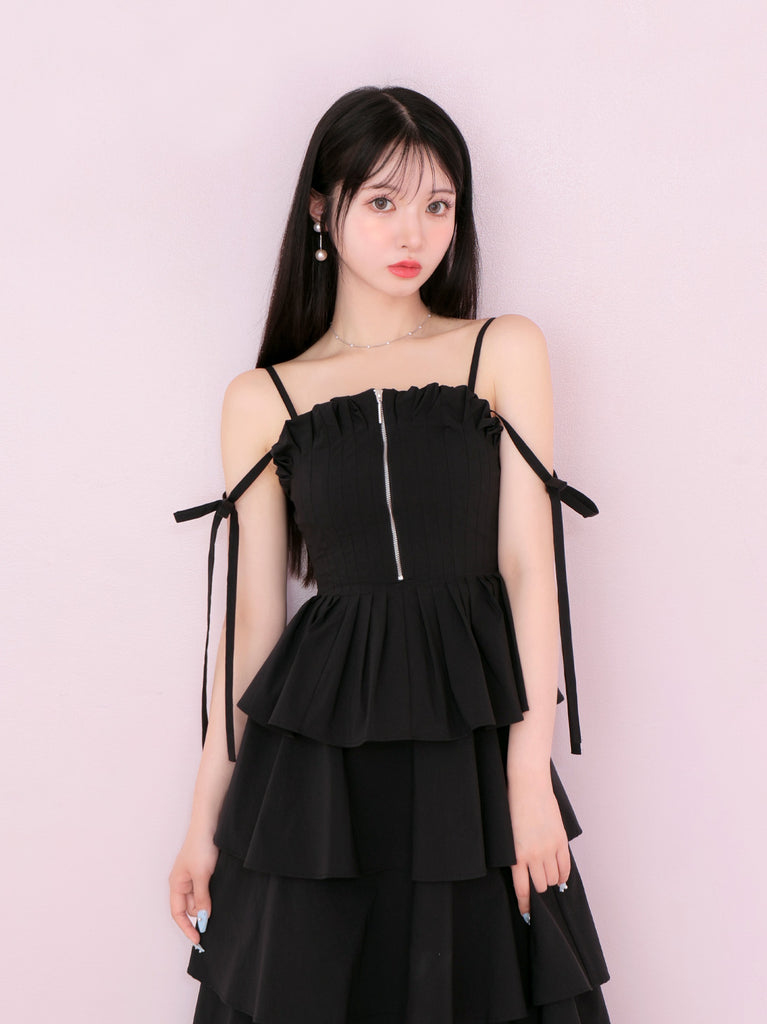 Side ribbon tiered onepiece(eme10497)