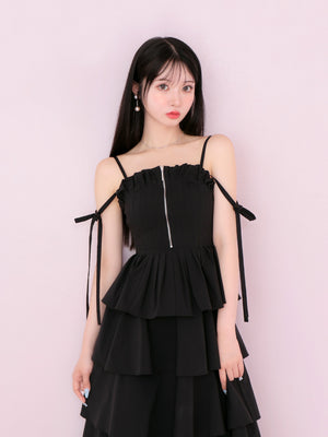 Side ribbon tiered onepiece(eme10497)