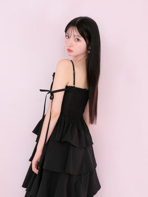 Side ribbon tiered onepiece(eme10497)