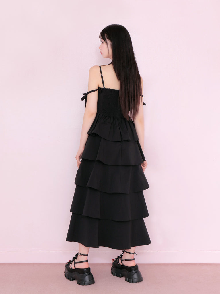 Side ribbon tiered onepiece(eme10497)