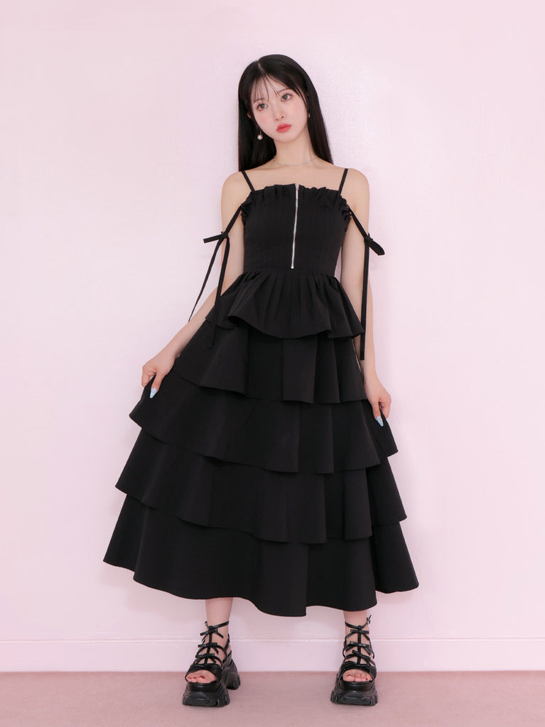 Side ribbon tiered onepiece(eme10497)