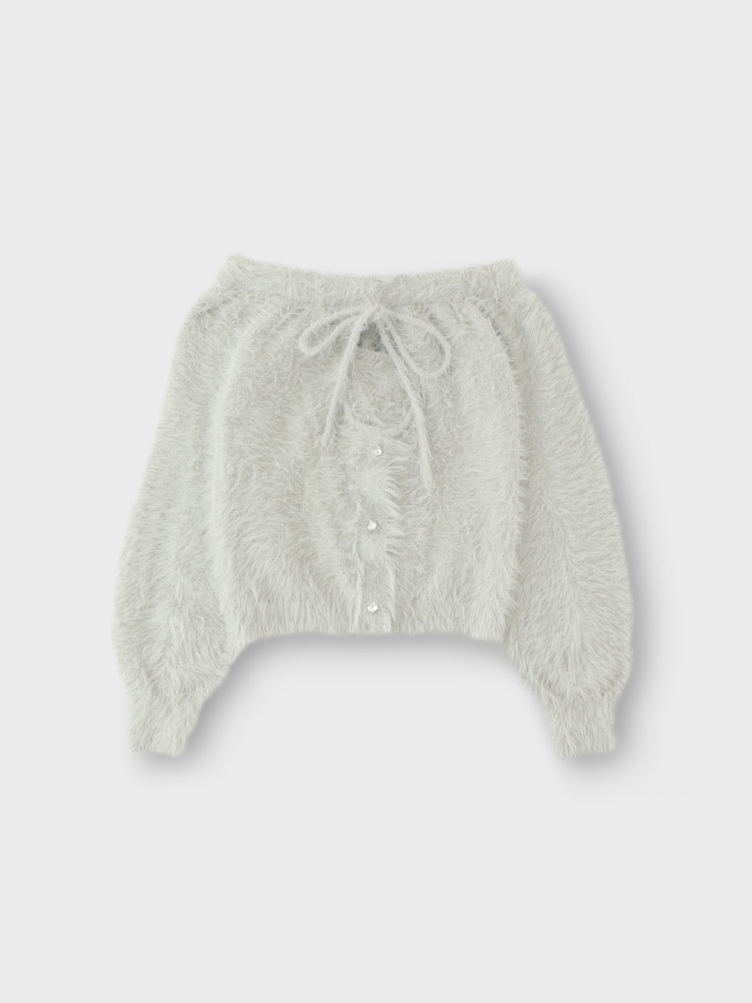 Ribbon off shoulder shaggy knit tops (eme10525)