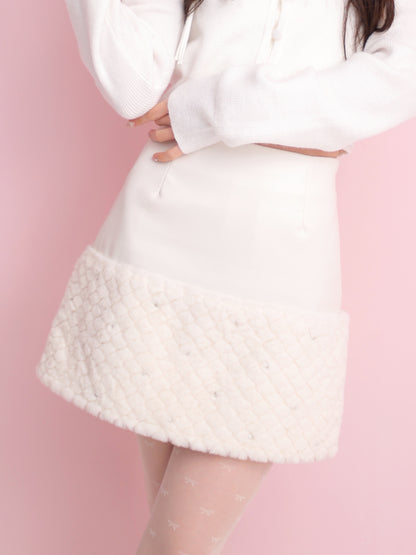 【SALE】Fake leather docking mini skirt(eme10530)