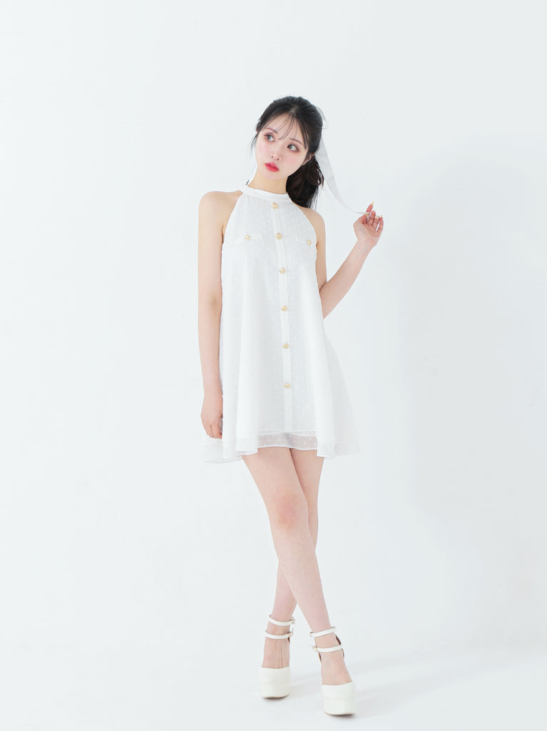 Helter neck ribbon mini onepiece(eme10537)