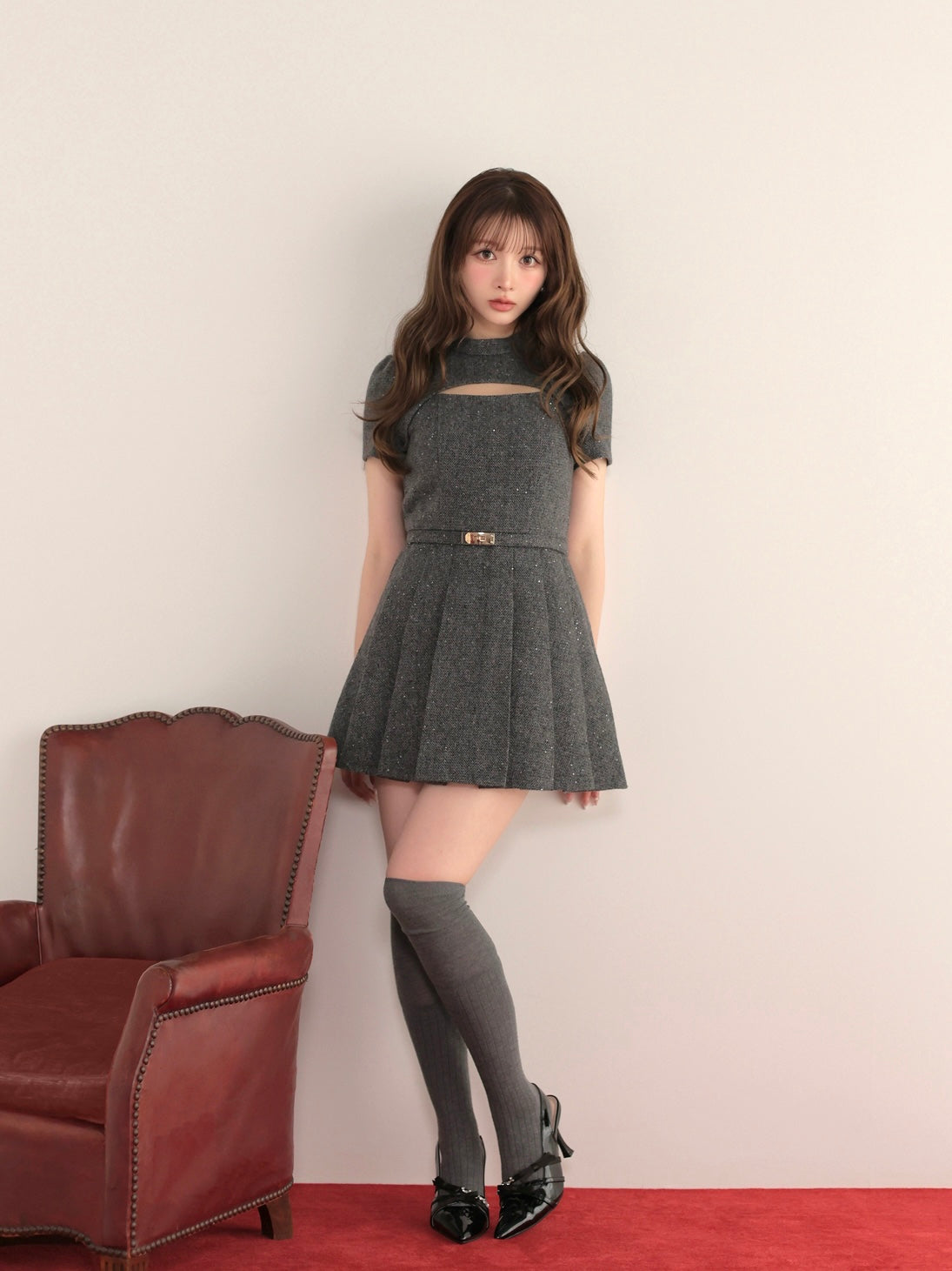 model：160cm　(size：F　color：Gray)