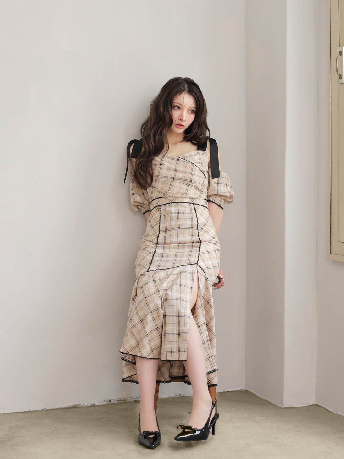 model：160cm　(size：F　color：Beige)