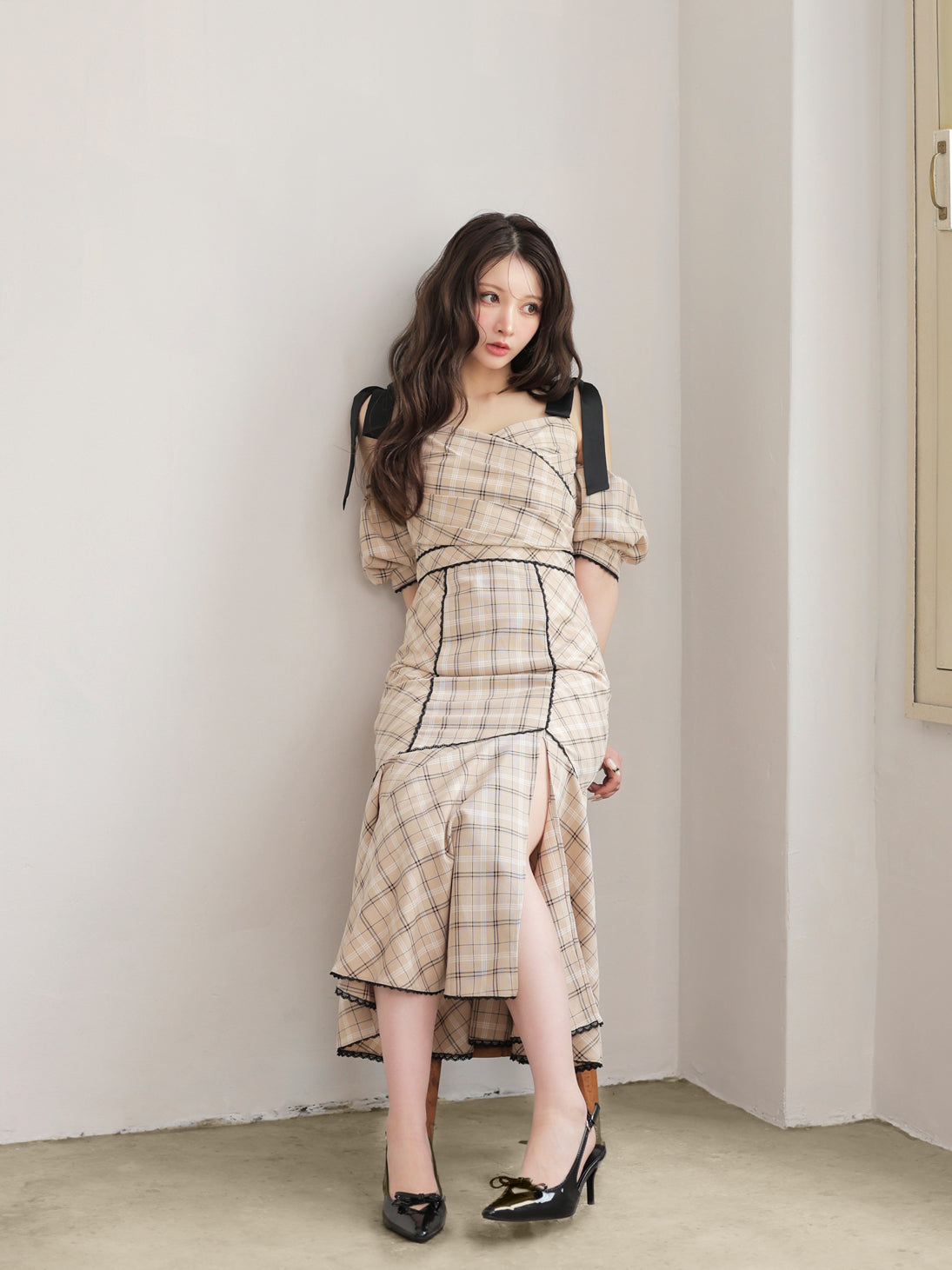model：160cm　(size：F　color：Beige)
