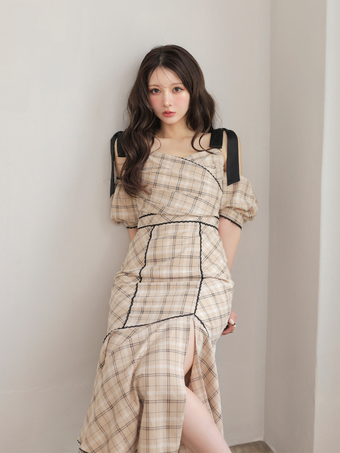 model：160cm　(size：F　color：Beige)