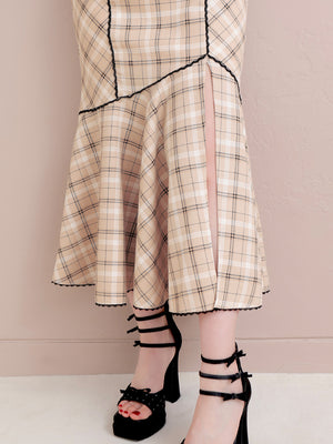 Ribbon check mermaid onepiece(eme10551)