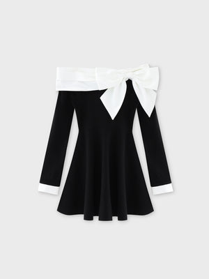 Off shoulder ribbon knit mini onepiece(eme10556)