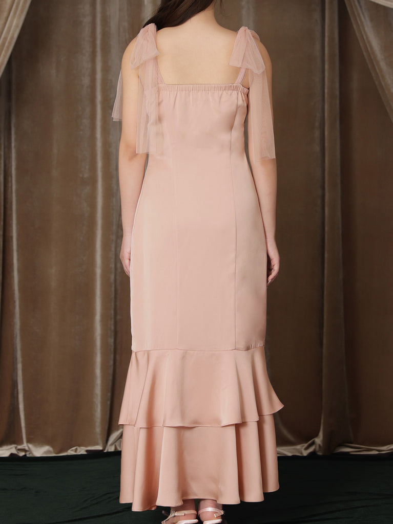 【Pre Order】Lame shaggy knit ensemble satin onepiece(eme10557)