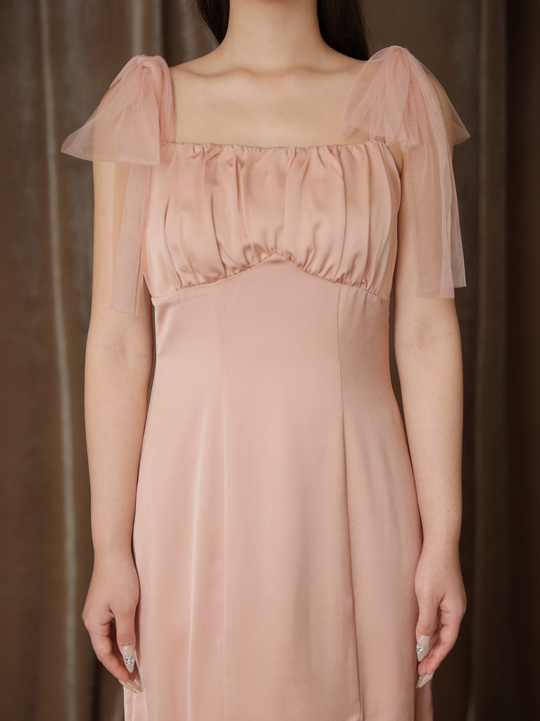 【Pre Order】Lame shaggy knit ensemble satin onepiece(eme10557)