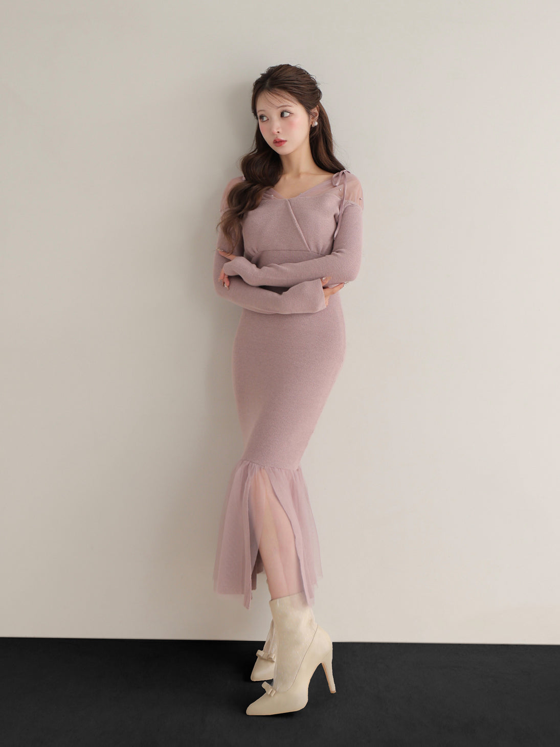 Sheer beaded mermaid onepiece(eme10558)