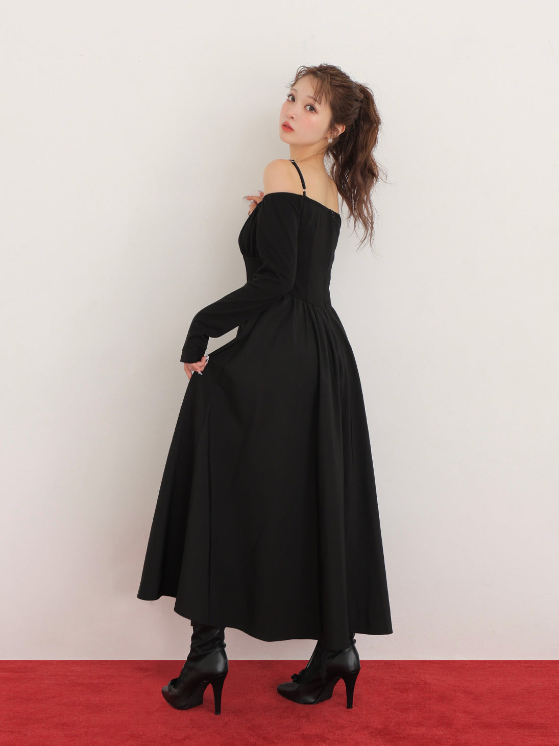 M me eme エムミーエメ ブークレフレアワンピース ブラック Boucle flare onepiece(eme10786) – M me eme