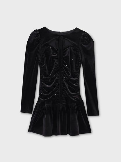 Decollete cut gathered mini onepiece(eme10561)