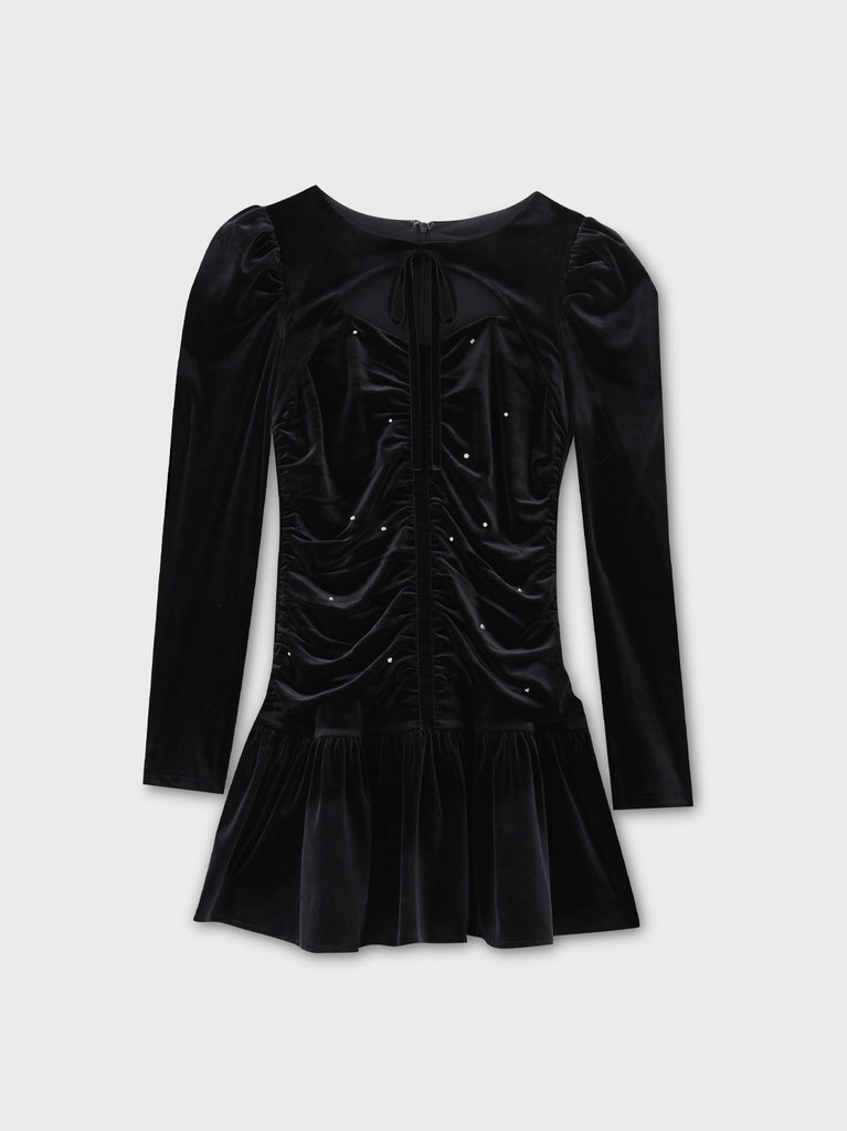 Decollete cut gathered mini onepiece(eme10561)