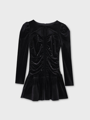 Decollete cut gathered mini onepiece(eme10561)