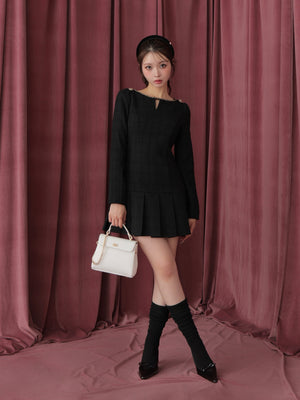 Tweed check pleated onepiece(eme10563)