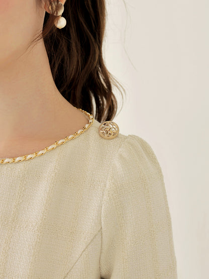 Tweed check pleated onepiece(eme10563)